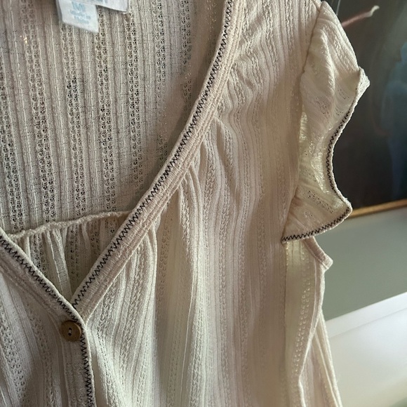 Women's Short Sleeve Button-Up Top - Cream - Picture 14 of 15